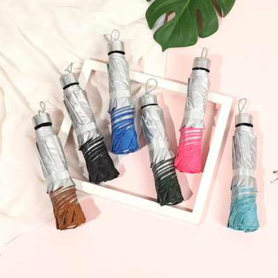 Manche en plastique 23 pouces 7 côtes parapluie pliable avec imprimés de logo et protection UV