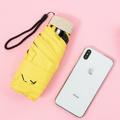 Expédition directe Couche UV noire Pongee Mini Capsule parapluie de poche pour la protection solaire