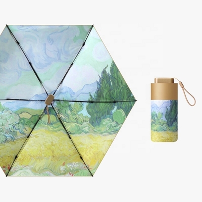 Un parapluie de 19 pouces * 6k portable pour femmes avec taille de téléphone en or