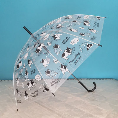 La poignée de revêtement en caoutchouc chien de compagnie parapluie transparente pour enfants étudiant 21 pouces fibre