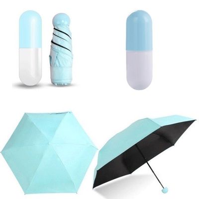 Polyester Mini 5 fois anti-UV pilule Noir revêtu parapluie de pluie Poche parapluies pliables