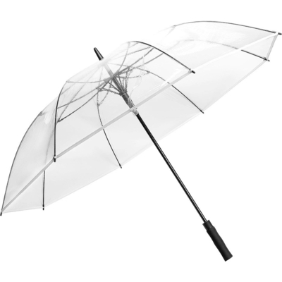 Cadre métallique parapluie automatique à poignée longue POE pour une couverture de pluie claire et transparente