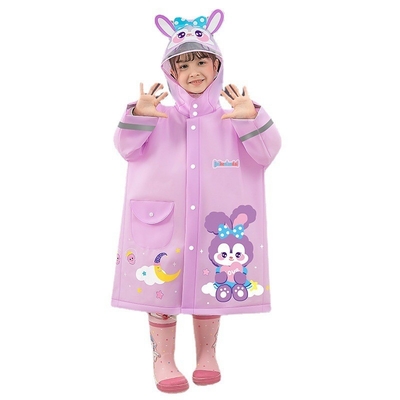 Impression personnalisée du logo Vêtement de pluie pour enfants EVA avec bande réfléchissante et bord élargi