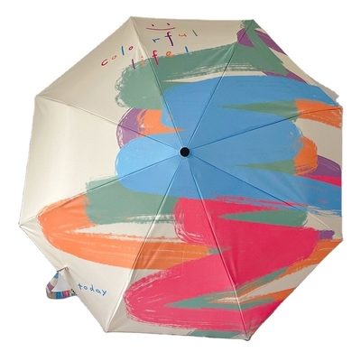 Impression numérique complète automatique trois couches pliables parapluie solaire pour les voyages d'occasion