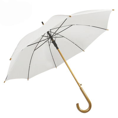 Auto-ouverture du parapluie à bâton en fibre de verre avec poignée en bois et conception personnalisée