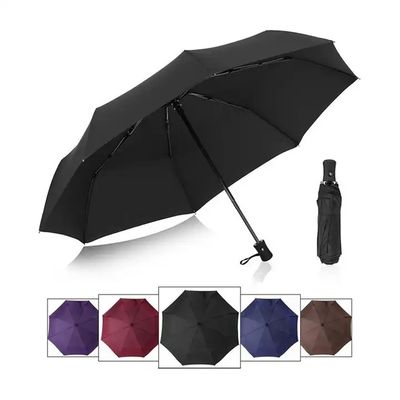 Parapluie pliable à la main en bois noir en aluminium commercial avec style minimaliste