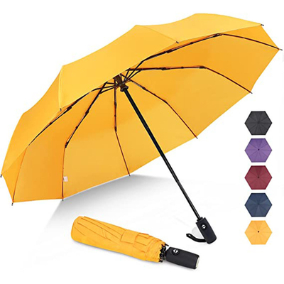 Logo personnalisé Trois sections de parapluie pliable pluie et soleil conception double arbre en acier