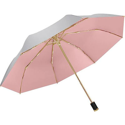 Parapluie de protection solaire en tissu de nylon 190T avec conception triple pli et support en or Macaron