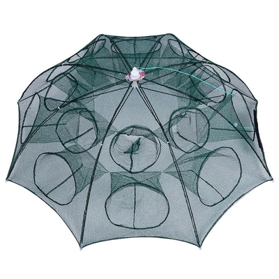 Réseau de parapluie à cage de poisson pliable à cages multiples, de style classique, pour la pêche au parapluie noir
