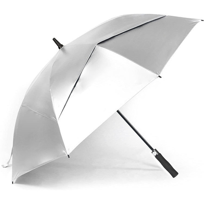 Parapluie de golf UV résistant au vent avec des côtes entièrement en fibre et un faux design à double couche