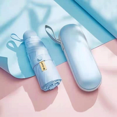 Mini-capsule de poche personnalisée cinq parapluies de protection UV pliables pour les voyages