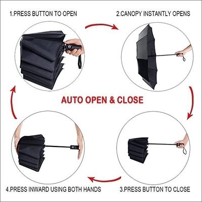 10 côtes Auto-ouvrir et fermer parapluie pliable pour la pluie