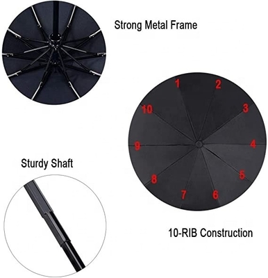 10 côtes Auto-ouvrir et fermer parapluie pliable pour la pluie