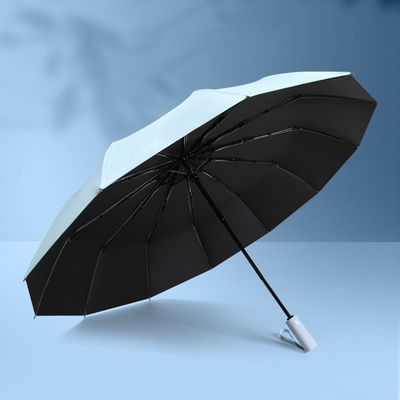 Matériau du panneau Pongee Grand parapluie publicitaire pliable pour le soleil et la pluie double