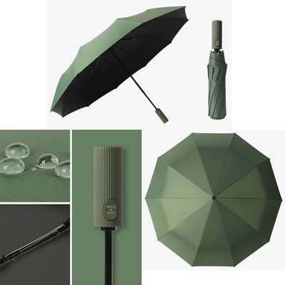 Cadre en acier entièrement automatique étanche au vent triple pliable 10K parapluie pour hommes et femmes