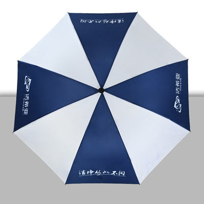 Contrôle manuel Double parapluie publicitaire bleu et blanc
