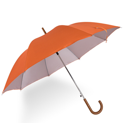 Auto ouvre tout le corps parapluie orange logo personnalisé de la banque crochet poignée avec 100 cm de diamètre