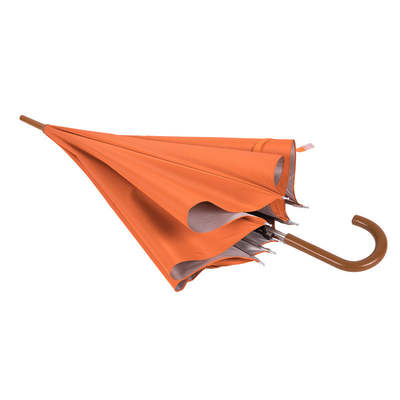 Auto ouvre tout le corps parapluie orange logo personnalisé de la banque crochet poignée avec 100 cm de diamètre