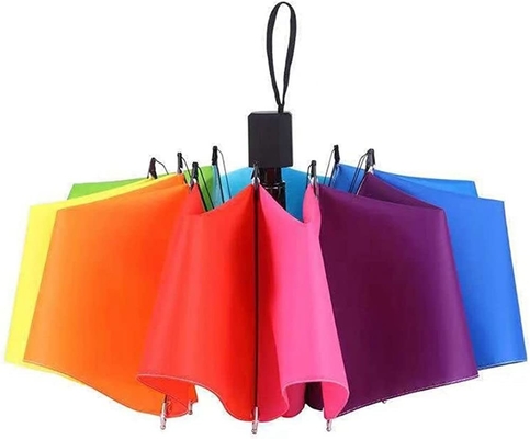 3 Parapluie manuelle pliable avec côtes résistantes au vent et en fibre de verre métallique