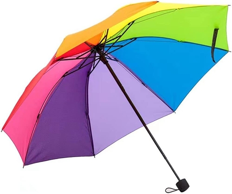 3 Parapluie manuelle pliable avec côtes résistantes au vent et en fibre de verre métallique