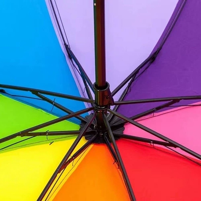 3 Parapluie manuelle pliable avec côtes résistantes au vent et en fibre de verre métallique
