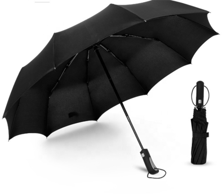 Échafaudage en acier noir 10K 190T Pongee Adultes Automatique 3 Pins Parapluie avec imprimés de logo