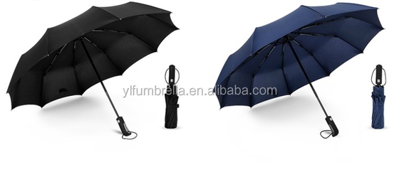 Échafaudage en acier noir 10K 190T Pongee Adultes Automatique 3 Pins Parapluie avec imprimés de logo