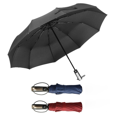 23 pouces 10K 190T Pongee parapluie pliable automatique avec ouverture et fermeture automatiques et arbre en acier