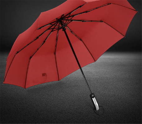 23 pouces 10K 190T Pongee parapluie pliable automatique avec ouverture et fermeture automatiques et arbre en acier