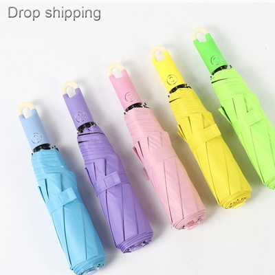 Garde-tête de verrouillage couleur pure parapluie pliable personnalisée avec imprimés de logo pleinement automatique