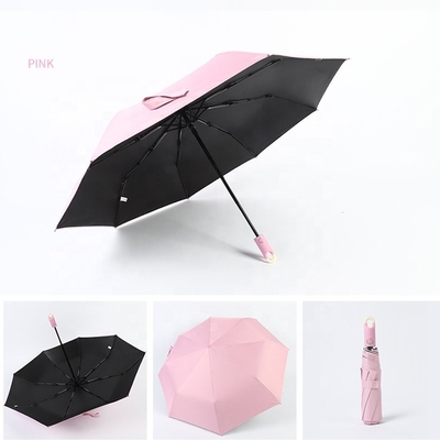 Garde-tête de verrouillage couleur pure parapluie pliable personnalisée avec imprimés de logo pleinement automatique