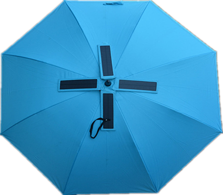 Manuel ouvrir le manche de revêtement en caoutchouc en fer Parapluie ensoleillée et pluvieuse avec ventilateur solaire