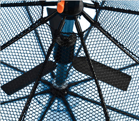 Manuel ouvrir le manche de revêtement en caoutchouc en fer Parapluie ensoleillée et pluvieuse avec ventilateur solaire
