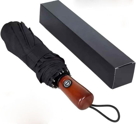 Design de paysage 23 pouces poignée en bois ouvre et ferme automatiquement 3 parapluies pliables avec 10 côtes