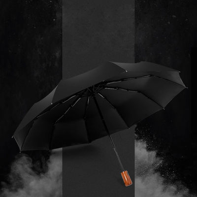 Design de paysage 23 pouces poignée en bois ouvre et ferme automatiquement 3 parapluies pliables avec 10 côtes