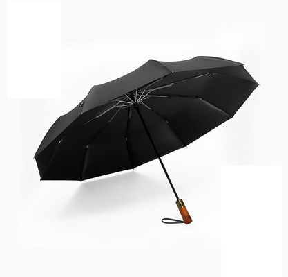 10 Essuie-glace en bois résistant au vent Trois parapluies pliables pour adultes Double parapluie automatique