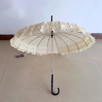 19 pouces femme pagode parapluie parapluie de mariage avec panneau de dentelle et style manuel ouvert