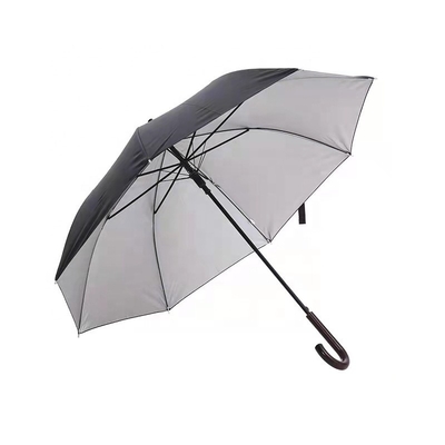 Design minimaliste personnalisé 8k noir revêtu de métal de fibre de verre cadre parapluie pour BSCI