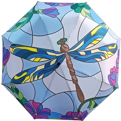 Design personnalisé DIY Dragonfly Animal Pattern parapluie triple avec revêtement noir