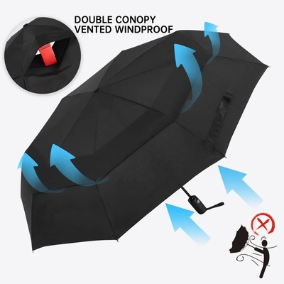 Couleur personnalisée Résistant au vent Petit sac à dos pliant parapluie pour faux double couche