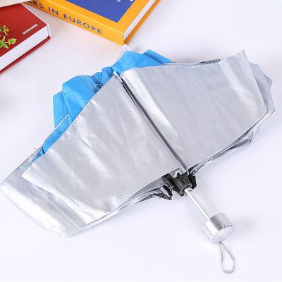 Manche en plastique 23 pouces 7 côtes parapluie pliable avec imprimés de logo et protection UV