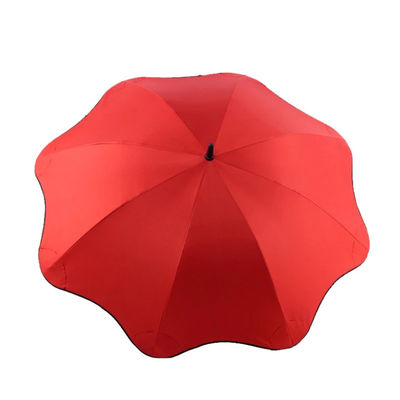 Créatif 8 côtes ronde coin résistant au vent conseils de sécurité parapluie droit avec imprimé logo