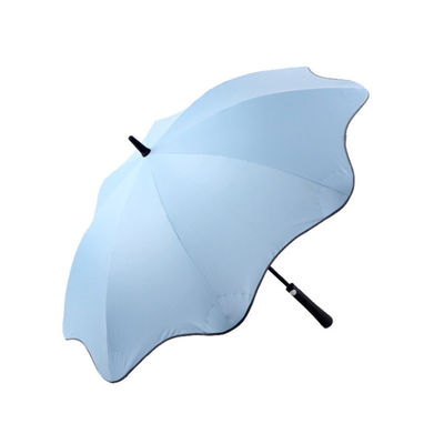 Créatif 8 côtes ronde coin résistant au vent conseils de sécurité parapluie droit avec imprimé logo