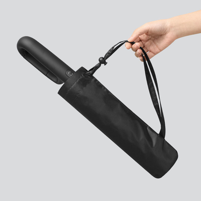 Parapluie à trois couches avec pliage automatique et impression de logo personnalisé sur panneau Pongee