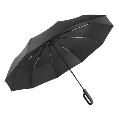 Parapluie à trois couches avec pliage automatique et impression de logo personnalisé sur panneau Pongee