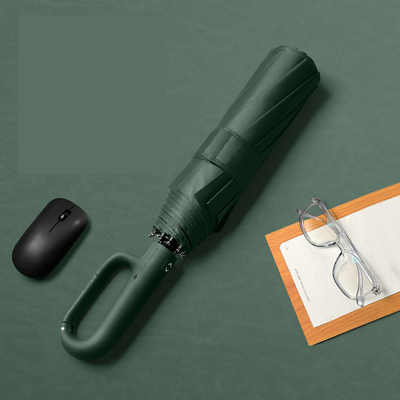 Parapluie à trois couches avec pliage automatique et impression de logo personnalisé sur panneau Pongee