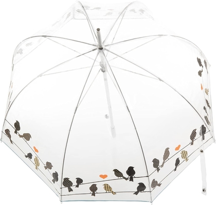 Logo imprimé sur mesure ou modèle parapluie à dôme clair pour dame cadre métallique noir de 23 pouces 8k
