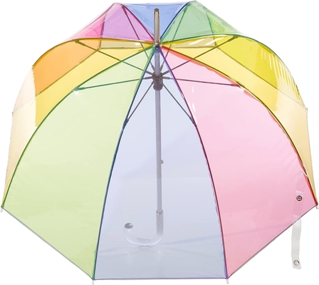 Logo imprimé sur mesure ou modèle parapluie à dôme clair pour dame cadre métallique noir de 23 pouces 8k