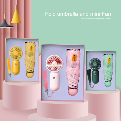 Pongee Box parapluie 5 Pouce pliable parapluie mini ventilateur et logo personnalisé Box cadeau pour femmes