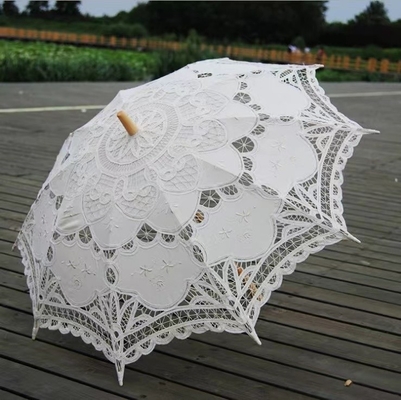 Décoration de mariage Battenburg parapluie en dentelle avec logo personnalisé et cadre en fibre de verre